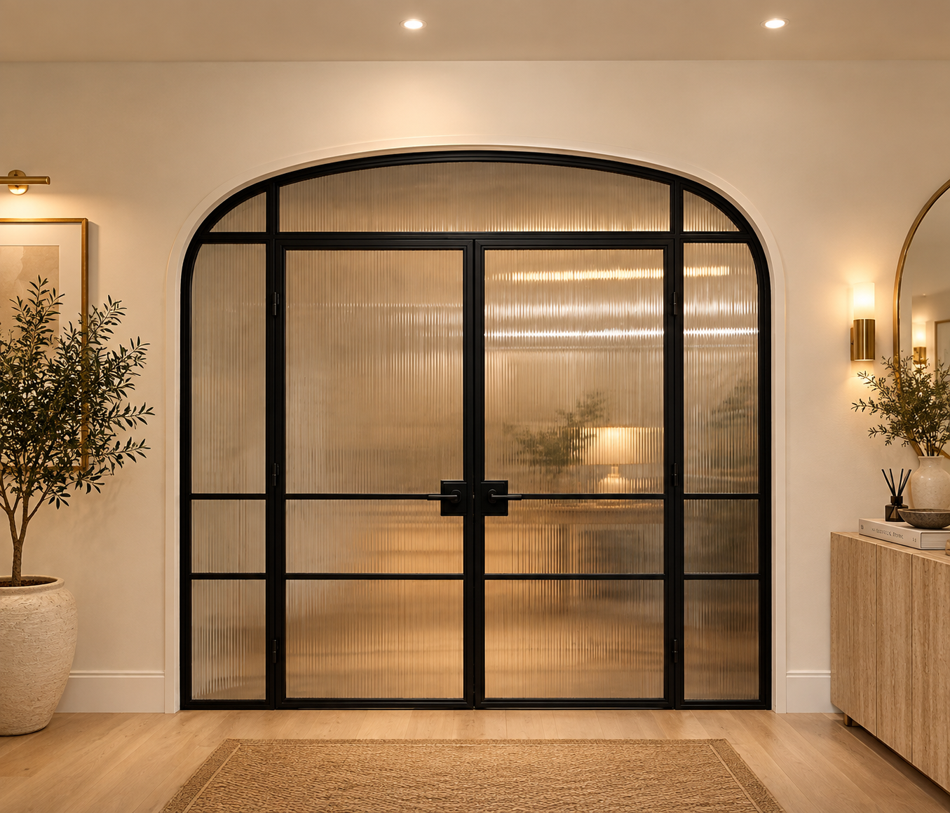 Custom interior steel glass door installed by Novin Doors