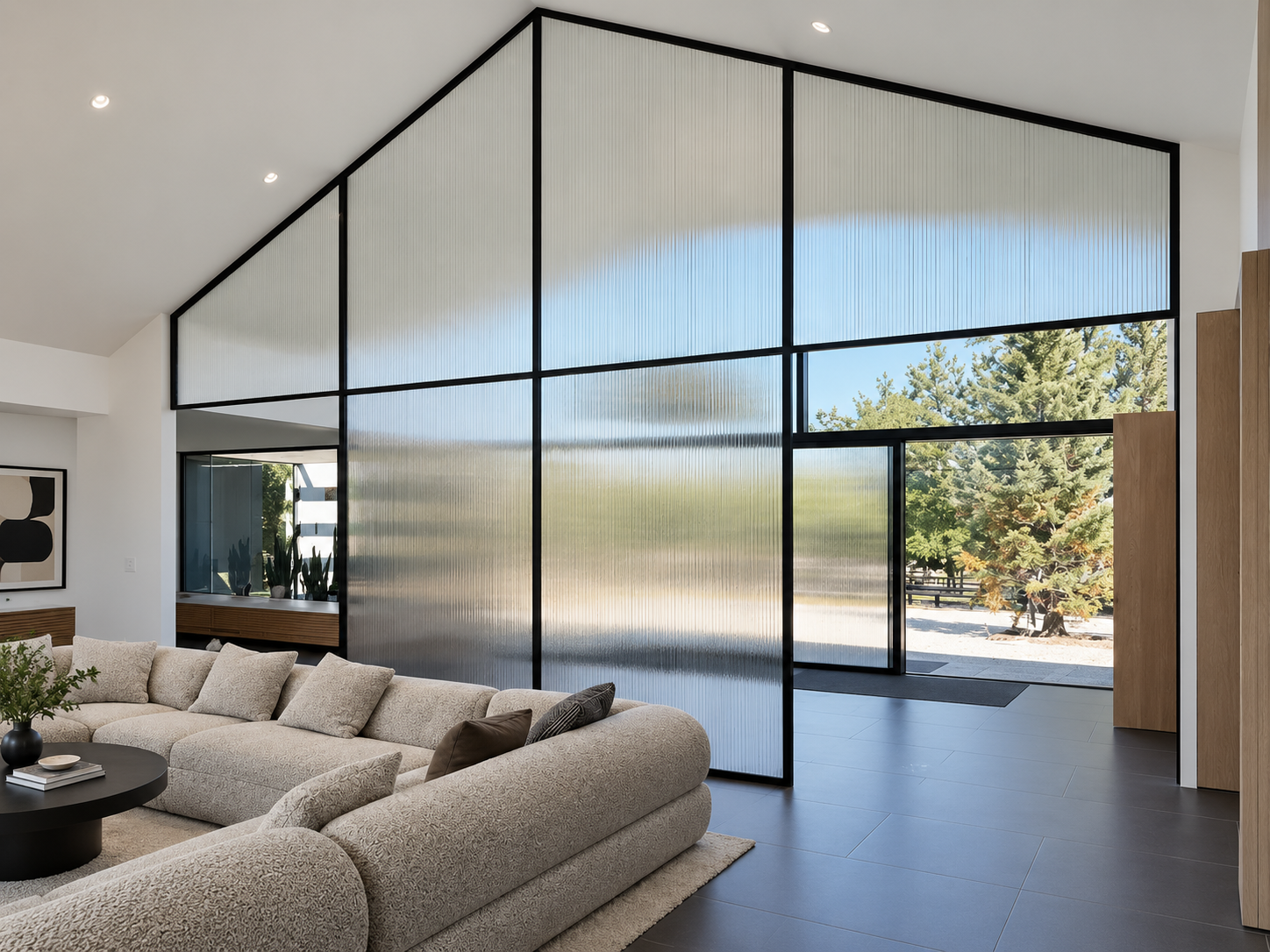 Novin Doors installation crew fitting a steel glass door